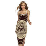 Eye of Providence Symbol Print Cross Back Cami Dress