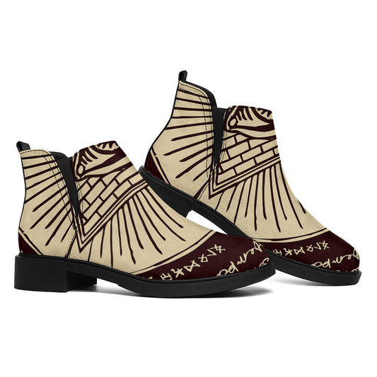 Eye of Providence Symbol Print Flat Ankle Boots