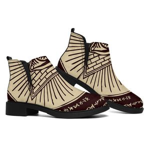 Eye of Providence Symbol Print Flat Ankle Boots