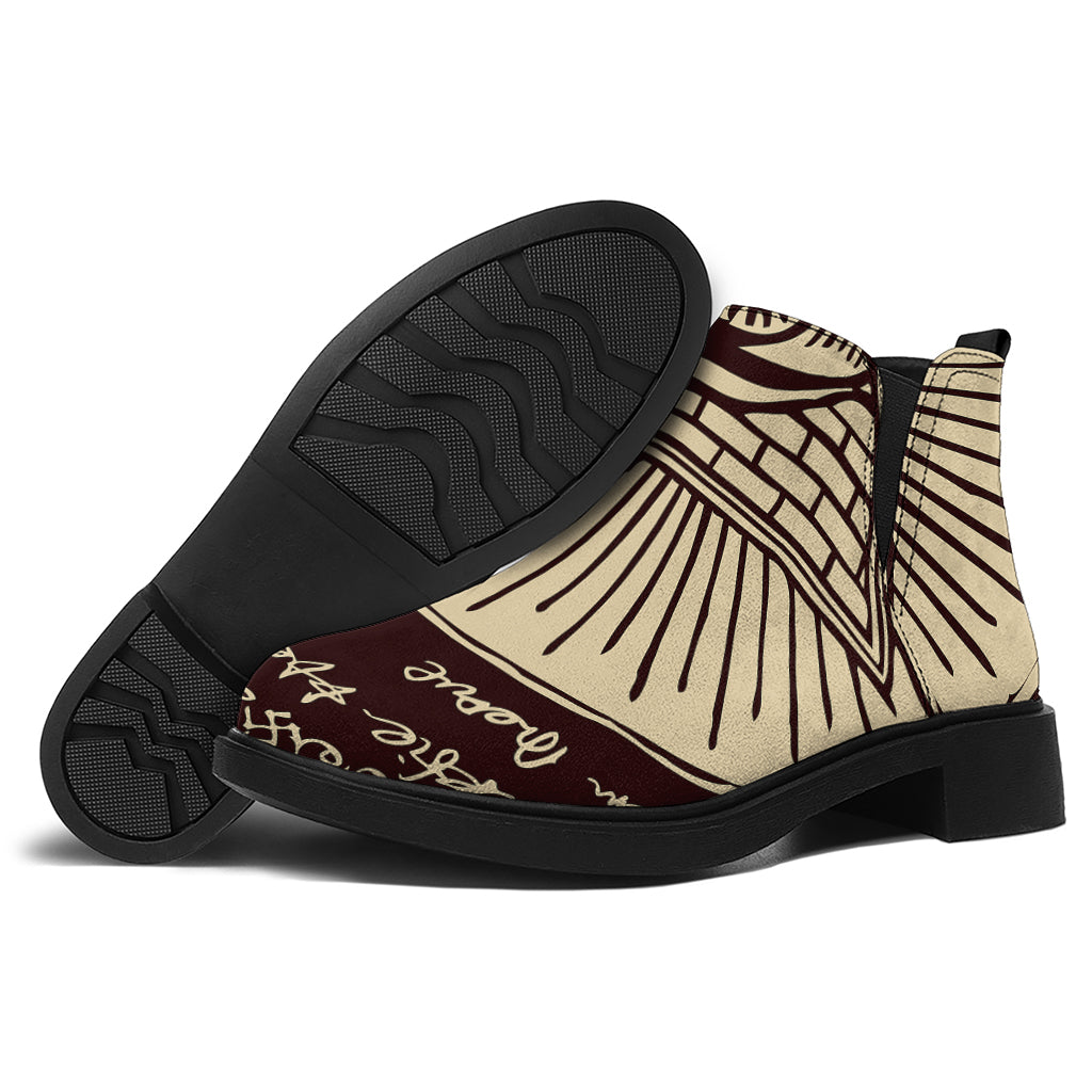 Eye of Providence Symbol Print Flat Ankle Boots