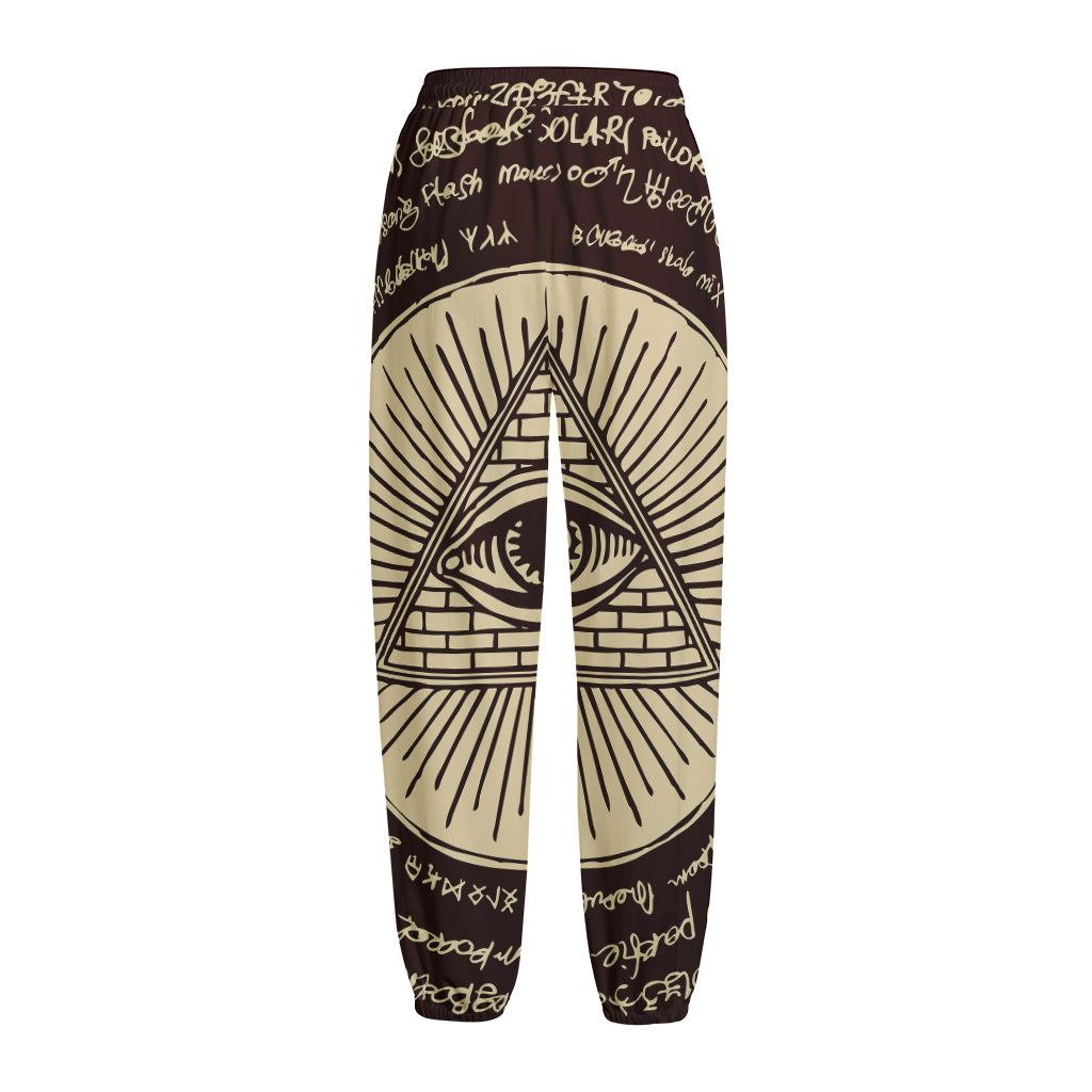 Eye of Providence Symbol Print Fleece Lined Knit Pants