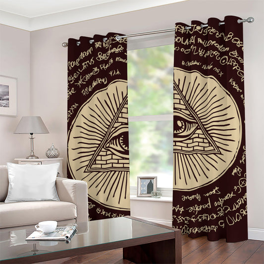 Eye of Providence Symbol Print Grommet Curtains