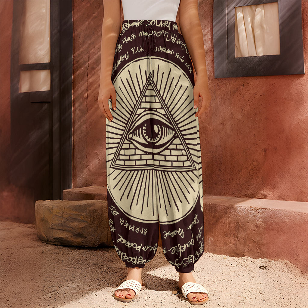 Eye of Providence Symbol Print Harem Pants