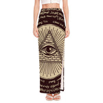 Eye of Providence Symbol Print High Slit Maxi Skirt