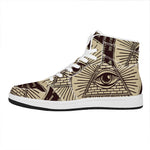 Eye of Providence Symbol Print High Top Leather Sneakers