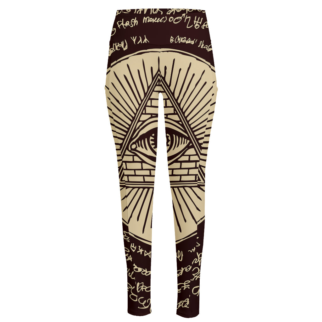 Eye of Providence Symbol Print High-Waisted Pocket Leggings