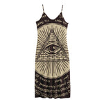 Eye of Providence Symbol Print Jersey Midi Cami Dress