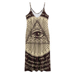Eye of Providence Symbol Print Jersey Midi Cami Dress