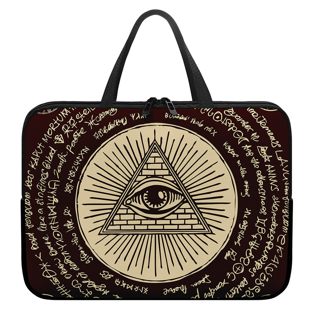 Eye of Providence Symbol Print Laptop Sleeve With Handle