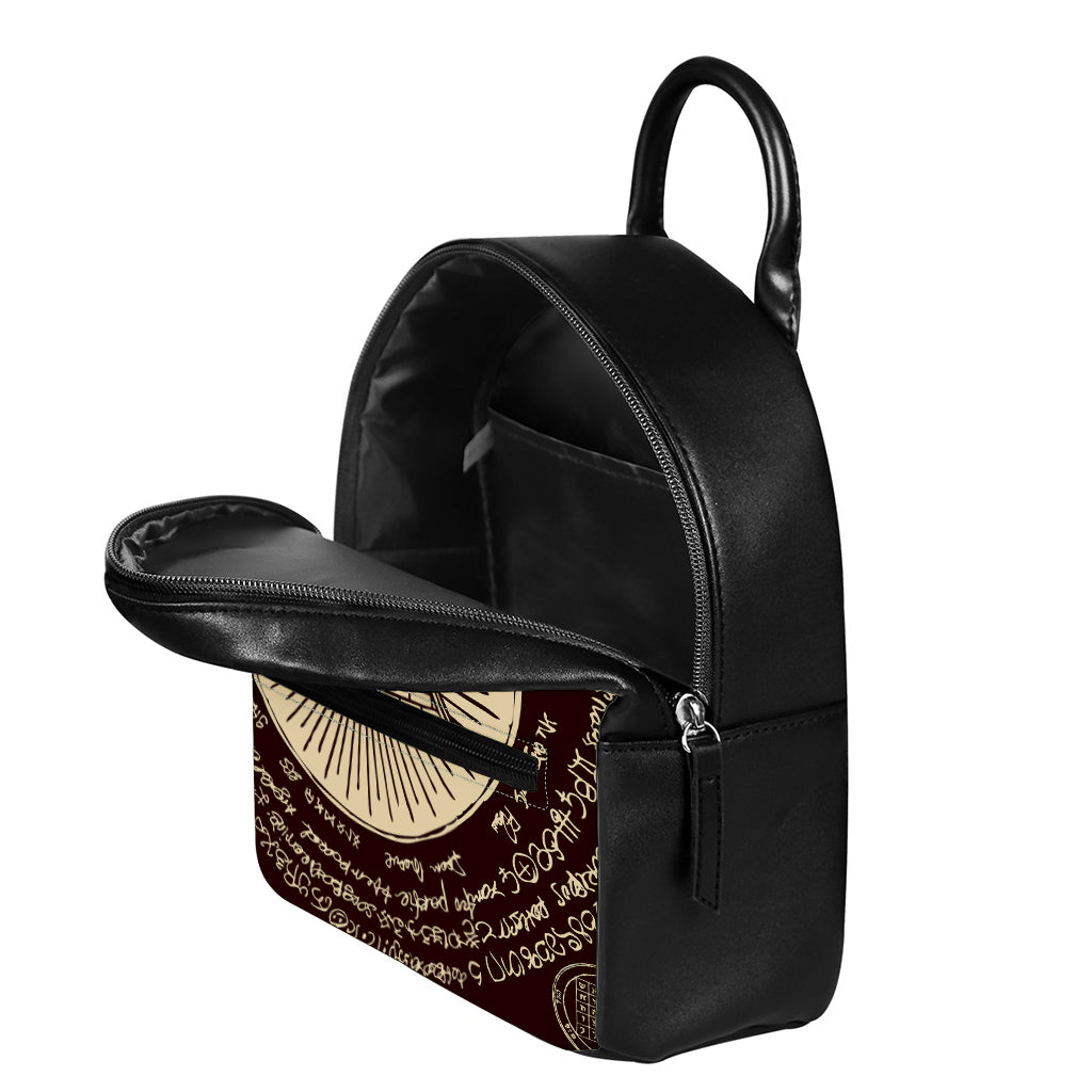 Eye of Providence Symbol Print Leather Backpack