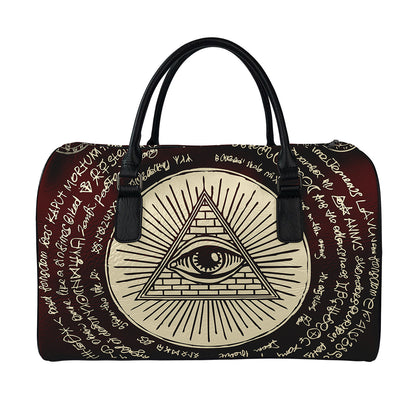 Eye of Providence Symbol Print Leather Duffle Bag