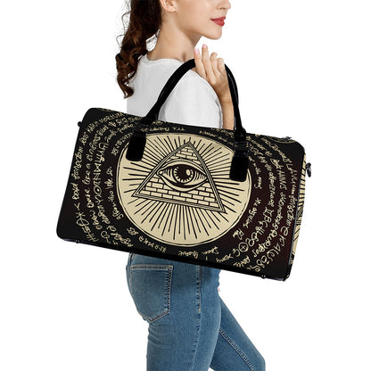 Eye of Providence Symbol Print Leather Duffle Bag