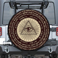 Eye of Providence Symbol Print Leather Spare Tire Cover