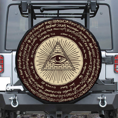 Eye of Providence Symbol Print Leather Spare Tire Cover