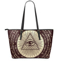 Eye of Providence Symbol Print Leather Tote Bag With Zipper