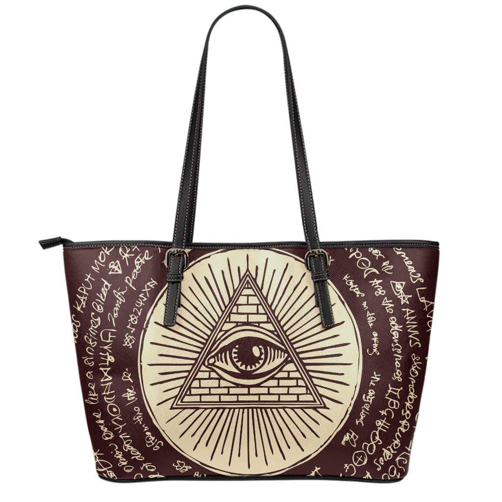 Eye of Providence Symbol Print Leather Tote Bag