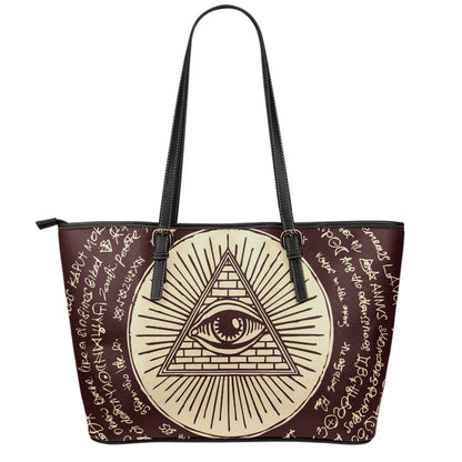 Eye of Providence Symbol Print Leather Tote Bag
