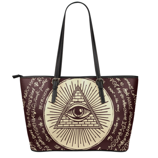 Eye of Providence Symbol Print Leather Tote Bag
