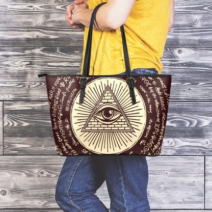 Eye of Providence Symbol Print Leather Tote Bag