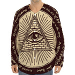 Eye of Providence Symbol Print Long Sleeve Baseball Jersey