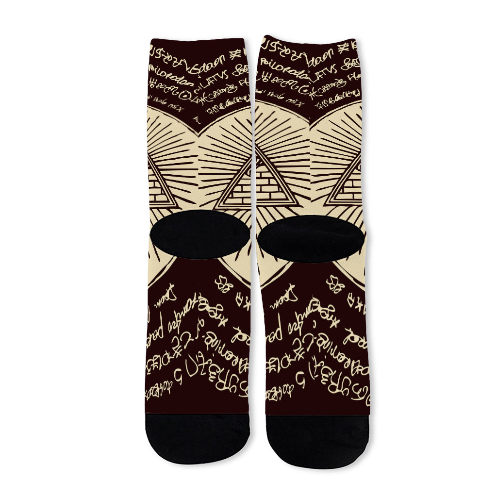 Eye of Providence Symbol Print Long Socks