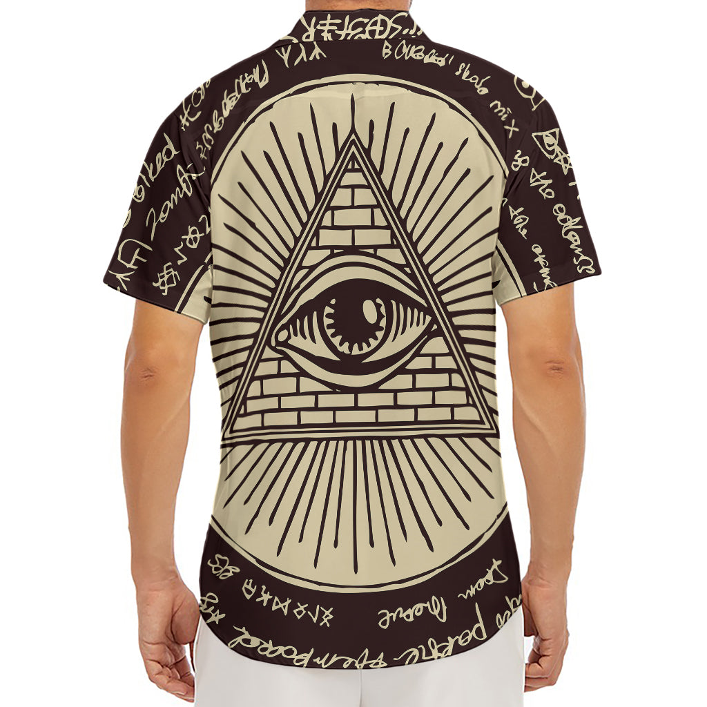 Eye of Providence Symbol Print Men's Deep V-Neck Shirt