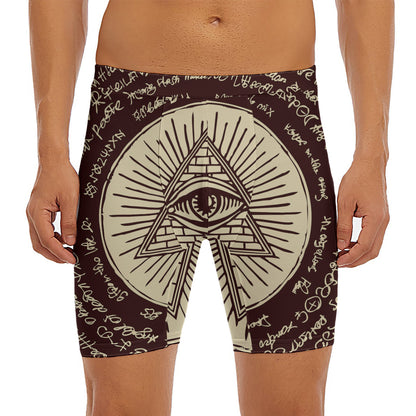 Eye of Providence Symbol Print Men's Long Boxer Briefs