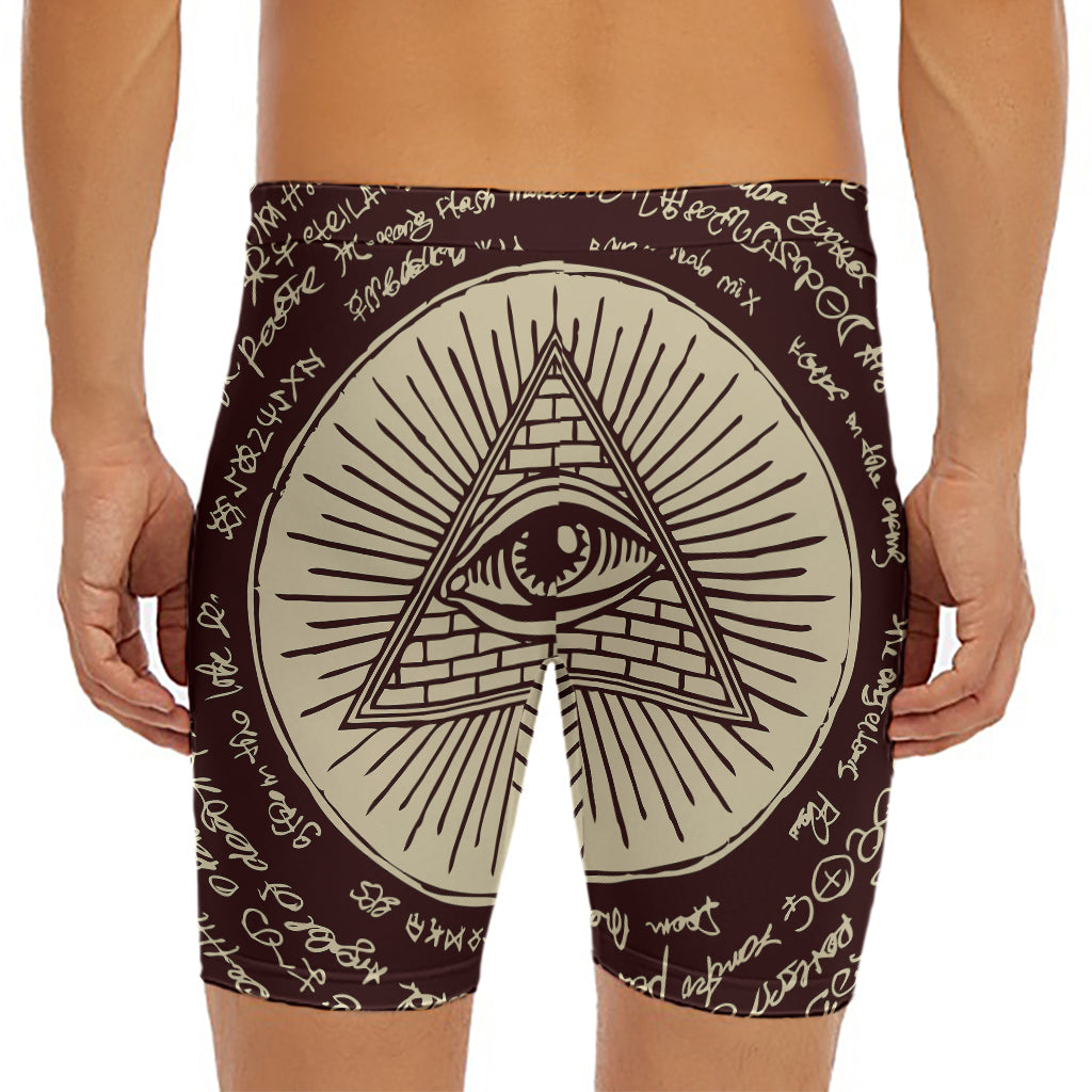 Eye of Providence Symbol Print Men's Long Boxer Briefs