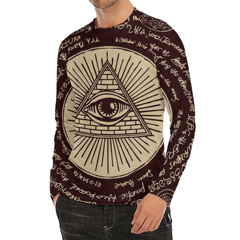 Eye of Providence Symbol Print Men's Long Sleeve Rash Guard