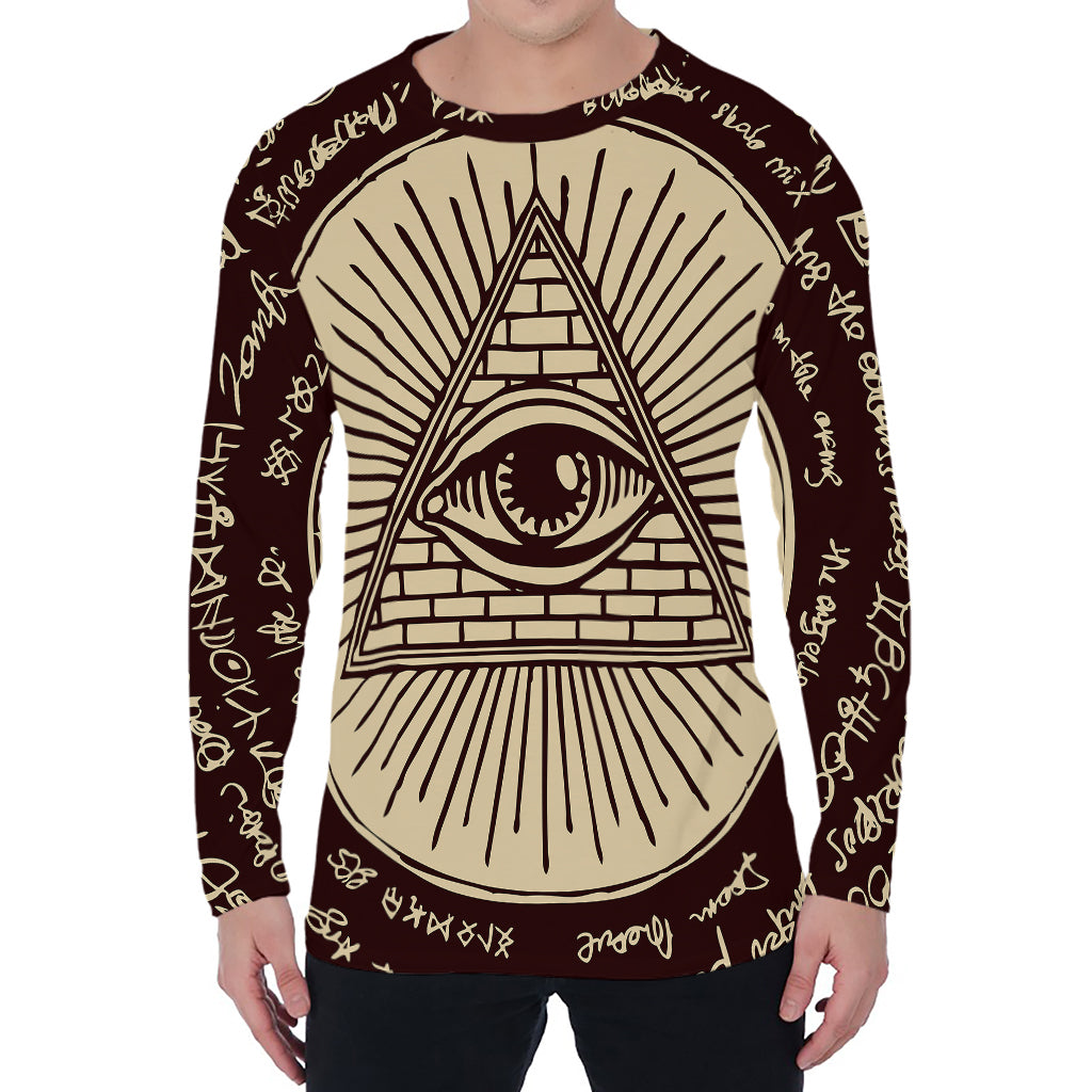 Eye of Providence Symbol Print Men's Long Sleeve T-Shirt