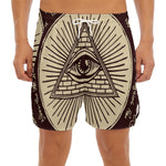 Eye of Providence Symbol Print Men's Split Running Shorts