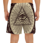 Eye of Providence Symbol Print Men's Split Running Shorts