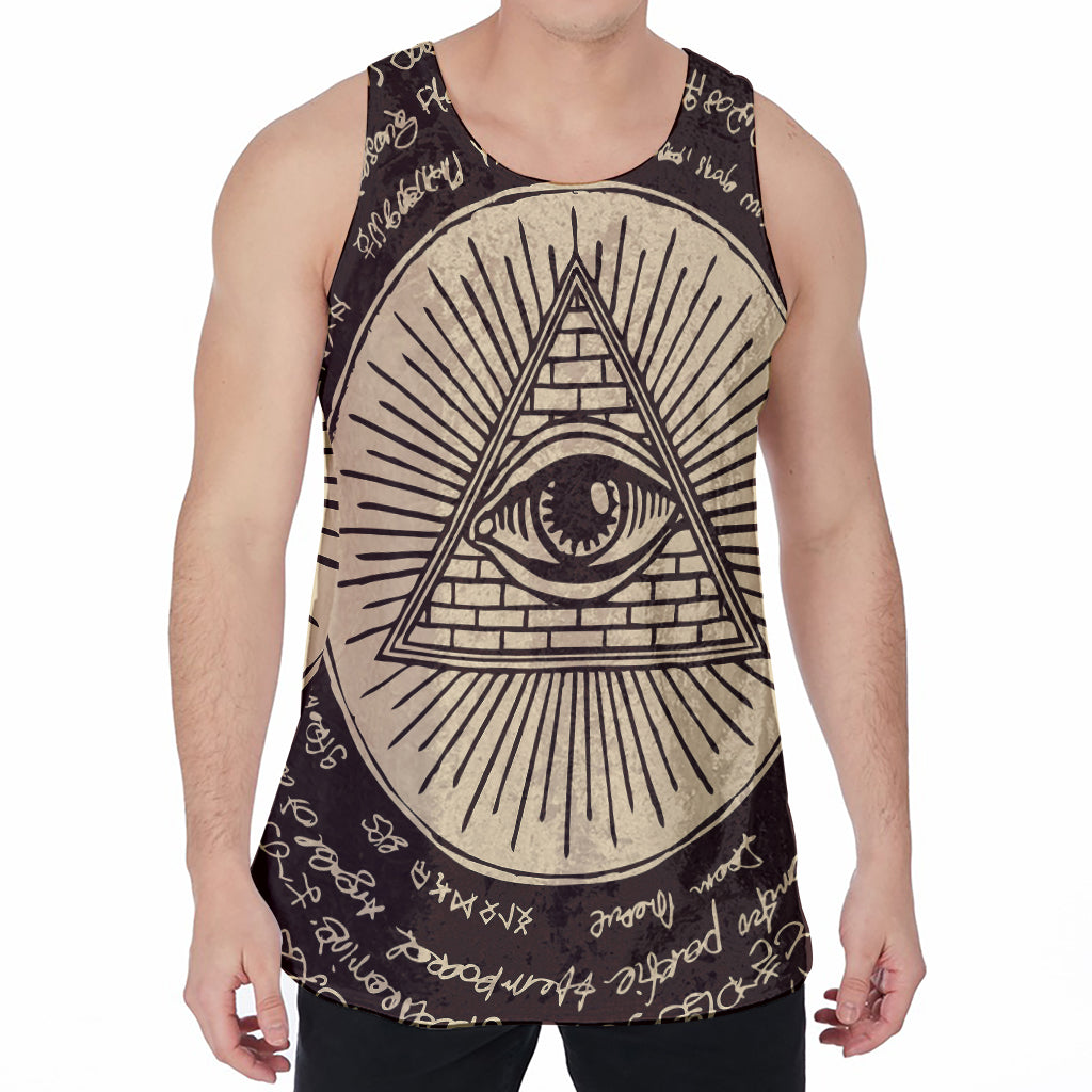Eye of Providence Symbol Print Men's Velvet Tank Top