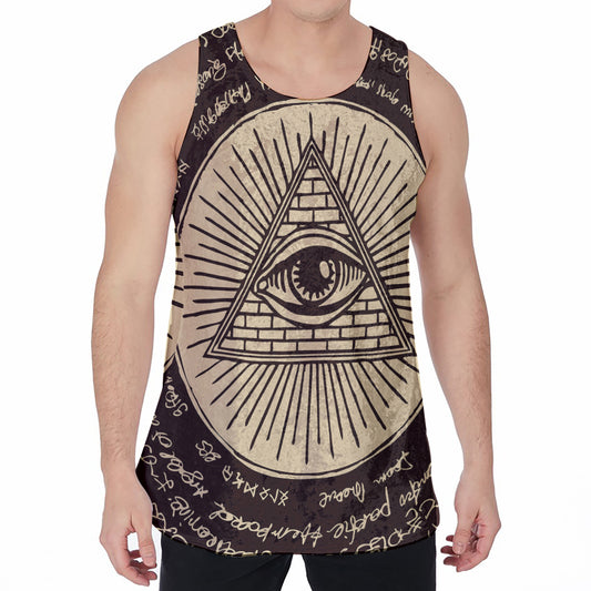 Eye of Providence Symbol Print Men's Velvet Tank Top