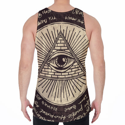 Eye of Providence Symbol Print Men's Velvet Tank Top