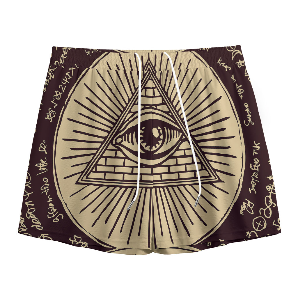 Eye of Providence Symbol Print Mesh Shorts
