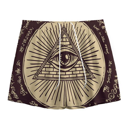 Eye of Providence Symbol Print Mesh Shorts