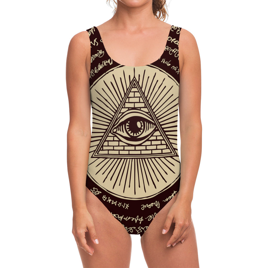 Eye of Providence Symbol Print One Piece Swimsuit