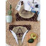 Eye of Providence Symbol Print One Shoulder Bikini Top