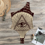 Eye of Providence Symbol Print One Shoulder Bodysuit
