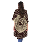 Eye of Providence Symbol Print Open Front Beach Cover Up