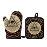 Eye of Providence Symbol Print Oven Mitt And Pot Holder Set