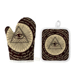 Eye of Providence Symbol Print Oven Mitt And Pot Holder Set