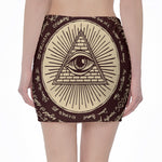 Eye of Providence Symbol Print Pencil Mini Skirt