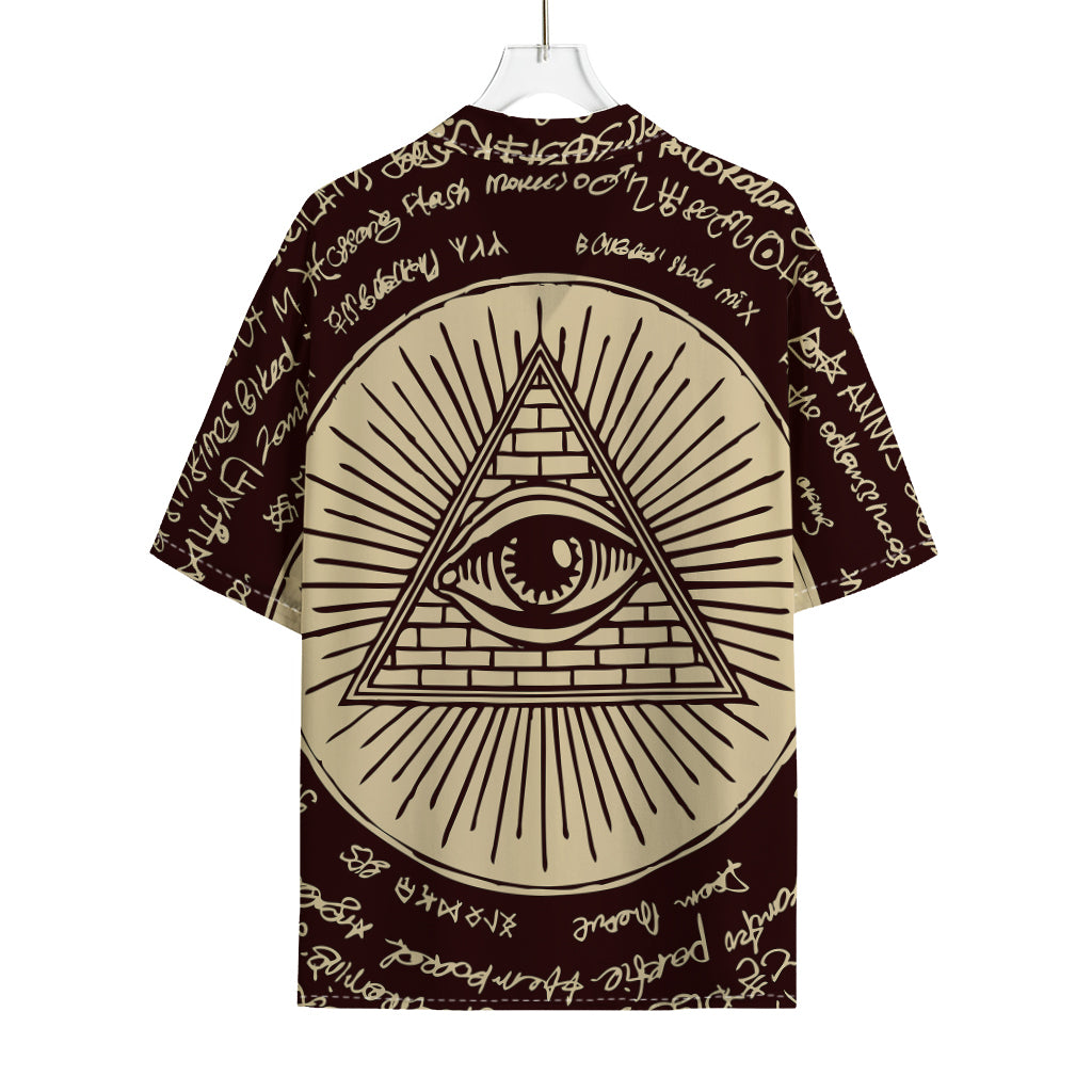Eye of Providence Symbol Print Rayon Hawaiian Shirt