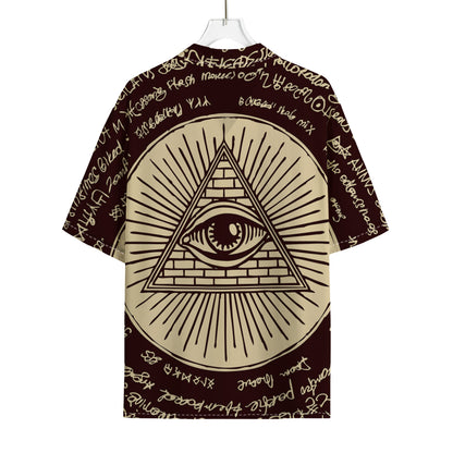 Eye of Providence Symbol Print Rayon Hawaiian Shirt