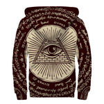 Eye of Providence Symbol Print Sherpa Lined Zip Up Hoodie