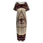 Eye of Providence Symbol Print Short Sleeve Long Nightdress