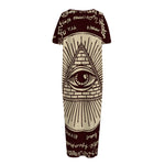 Eye of Providence Symbol Print Short Sleeve Long Nightdress