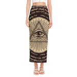 Eye of Providence Symbol Print Side Slit Maxi Skirt